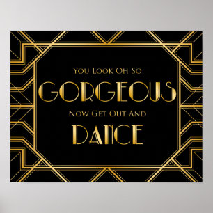 Pôster Dance Floor Weding Sign   Gatsby Art Deco