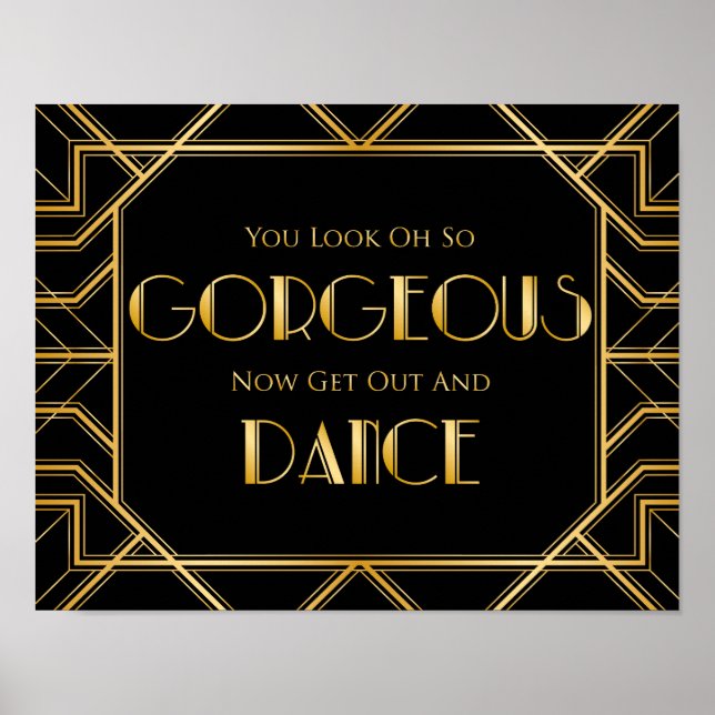Pôster Dance Floor Weding Sign | Gatsby Art Deco (Frente)