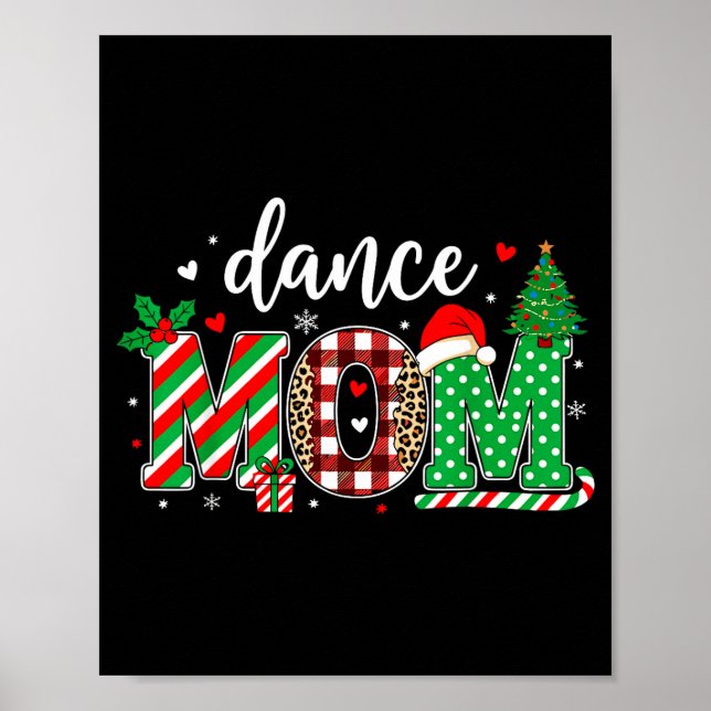 Poster Dance Mom Christmas Buffalo Plaid Leopard Santa Ha (Frente)
