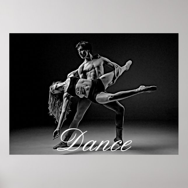 Pôster Dance Poster, Black and White Romantic Dance Photo (Frente)