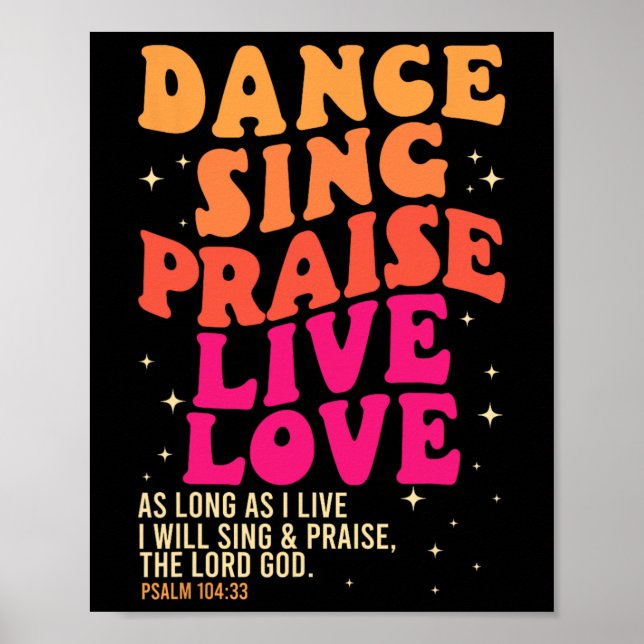 Poster Dance Sing Louva Amor Vivo Deus Salmões Dançando (Frente)