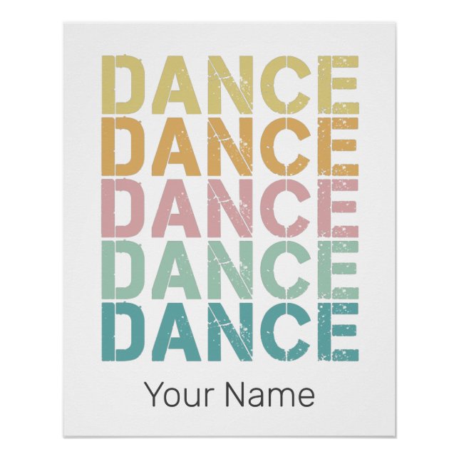 Pôster Dance Vintage Lettering Para Retro Disco House (Frente)
