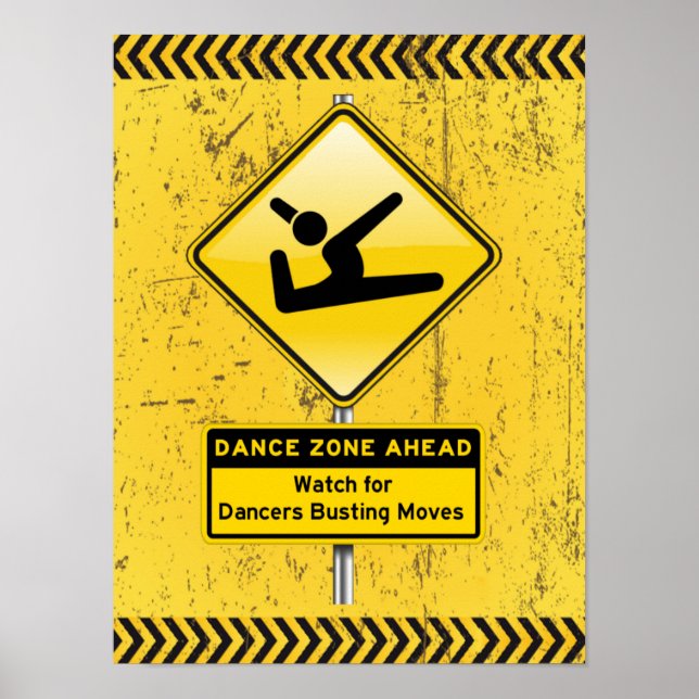 Poster Dance Zone Ahead para Dançarinos Comprando Movimen (Frente)