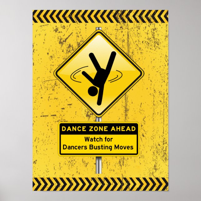 Poster Dance Zone Ahead para Dançarinos Comprando Movimen (Frente)