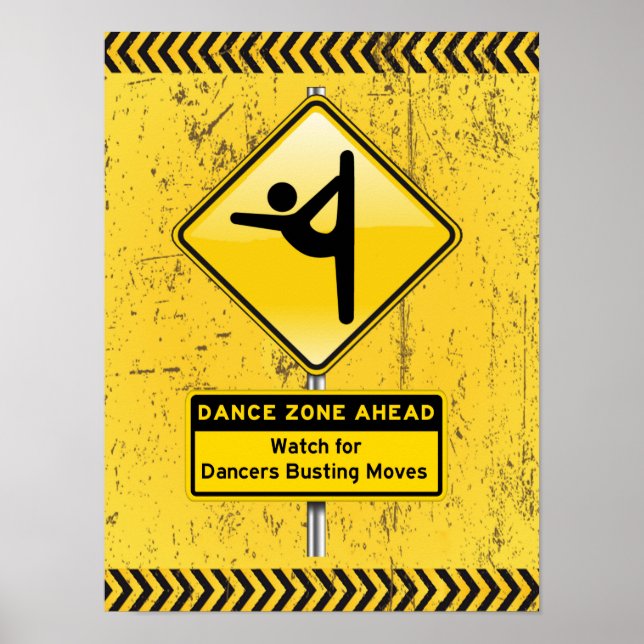 Poster Dance Zone Ahead para Dançarinos Comprando Movimen (Frente)