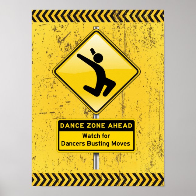 Pôster Dance Zone Ahead para Dançarinos Comprando Movimen (Frente)