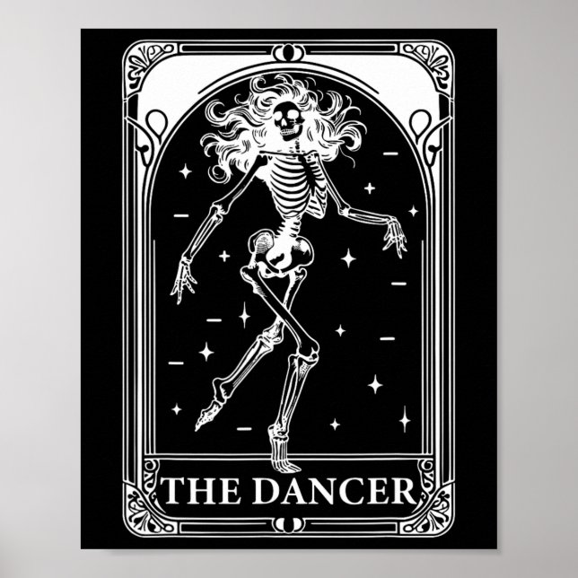 Poster Dancer Tarot Card Skeleton Dançando Filha Teache (Frente)