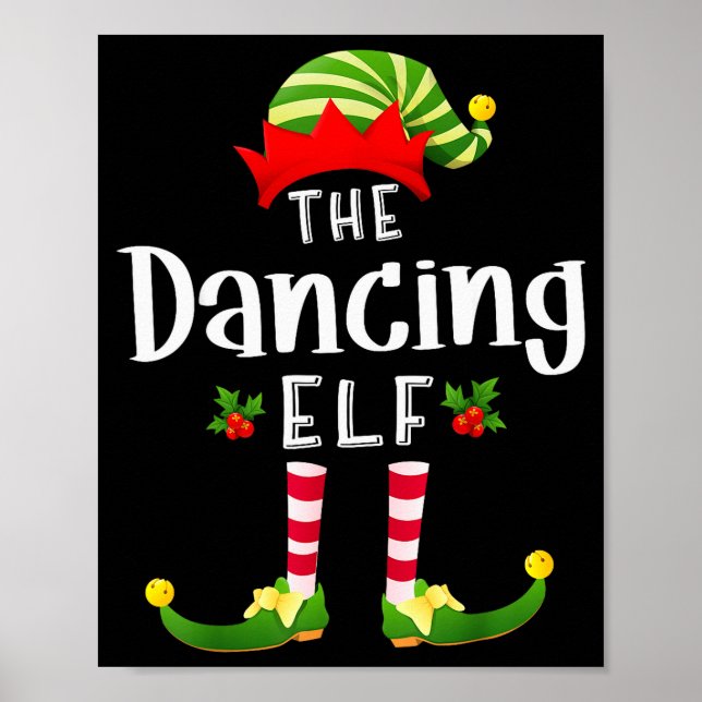 Poster Dancing Christmas Elf Matching Pajama X-mas Party  (Frente)
