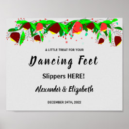 Poster Dancing Feet Flip Flops | Flowers Wedding Sign