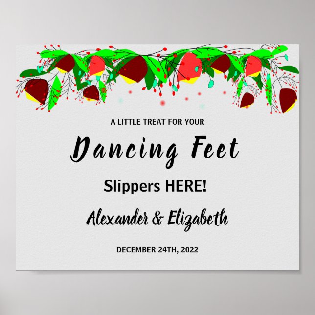 Poster Dancing Feet Flip Flops | Flowers Wedding Sign (Frente)