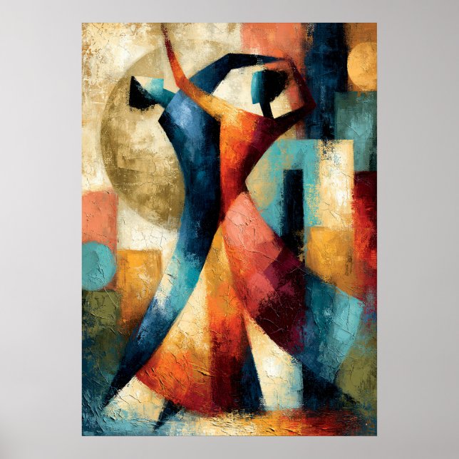 Poster Dancing Forms Japanese Geometric Figurative Art (Frente)