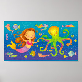Pôster Dancing Mermaid and Octopus