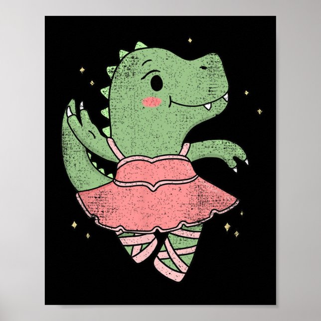Poster Dancing T-rex Dinosaur Llerina For Llet Dancer Vin (Frente)