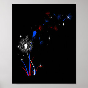 Poster Dandelion 4 De Julho Flor Patriota Americano