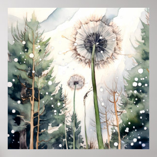 Poster Dandelion Wall Art, Floral Square