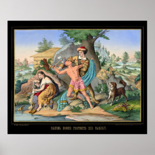 Pôster Daniel Boone Protects his Family 1840
