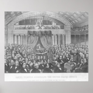 Pôster Daniel Webster que endereça os Estados Unidos