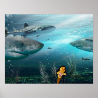 Poster Danni, a Sereia e os seus amigos de tubarões Poste