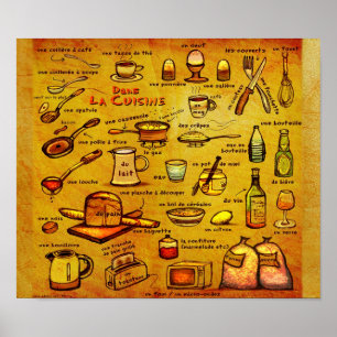 Poster 'Dans La Cuisine' Cozinha Francesa Vocab
