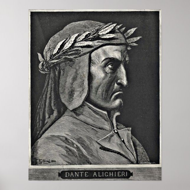 Pôster Dante Alighieri - Retrato Etching (Frente)