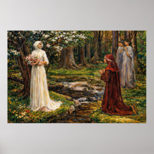 Poster Dante e Beatrice por John William Waterhouse