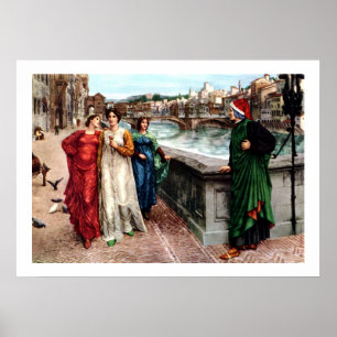 Pôster Dante encontra Beatrice na pintura das belas artes