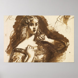 Pôster Dante Gabriel Rossetti - Desenho De Meia Distânci