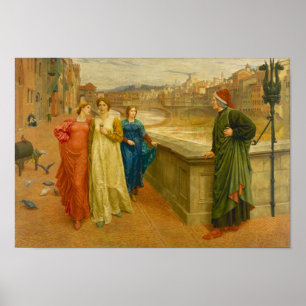 Pôster Dante que encontra Beatrice