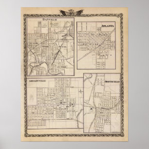 Poster Danville, Shelbyville, Atlanta e Monticello