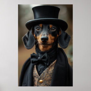 Poster Dapper Dachshund no Ataque Victoriano Elegante