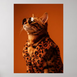 Poster Dapper Feline Portrait - Cool Cat in Sunglasses