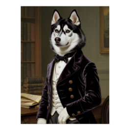 Pôster Dapper Husky Gentleman with Bow Tie | Office