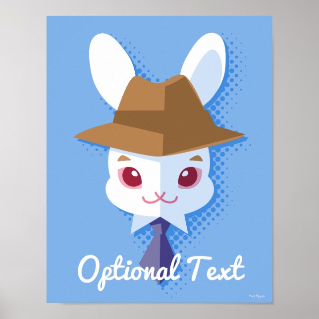 Pôster Dapper Kawaii - Rabbit Branco (Frente)