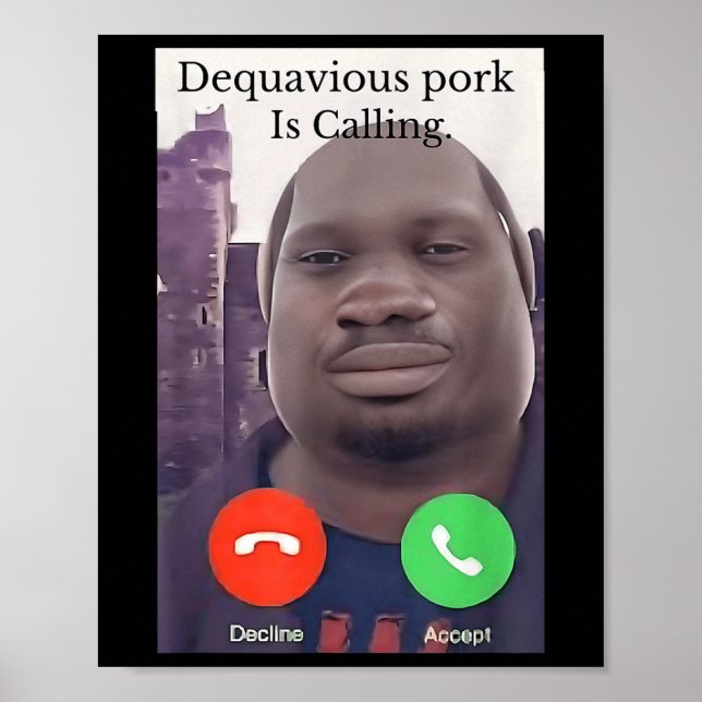 Poster Daquavious Pork Chama-Se Meme John Pork Meme (Frente)