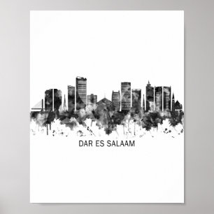 Poster Dar es Salaam Tanzânia Skyline BW