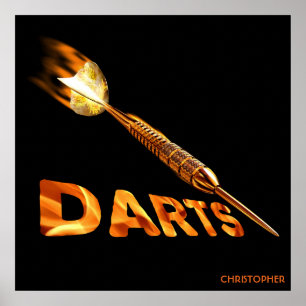 Poster Dardos Com Ouro Dart Em Chamas Com Na moda Text