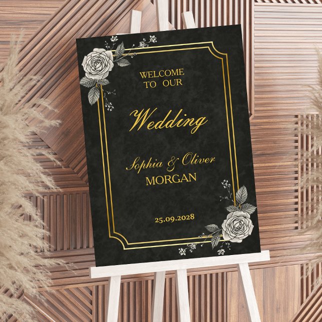 Poster Dark Academia Gothic Elegant Wedding Welcome Sign (Criador carregado)