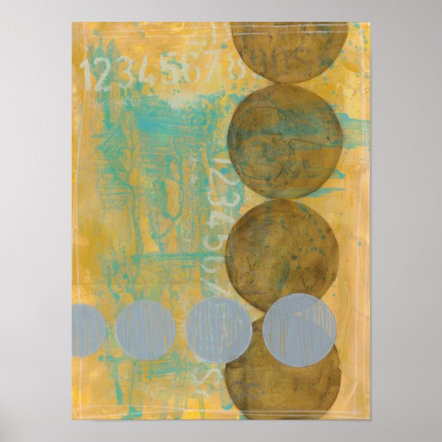 Pôster Dark Brown & Grey Circles with Numbers Numbers (Frente)