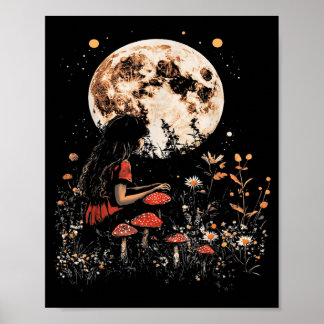 Poster Dark Cottagecore Full Moon Womens