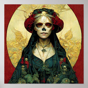 Poster Dark Fantasy Gótica Mulher do Crânio
