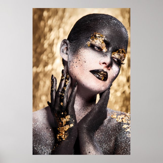 Poster Dark Golden Beauty Body Paint Glamorous Art (Frente)