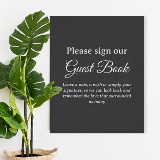 Pôster Dark Gray Wedding Guest Book Poster