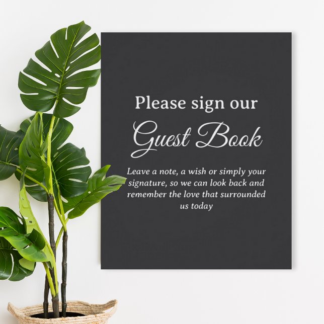 Pôster Dark Gray Wedding Guest Book Poster (Criador carregado)