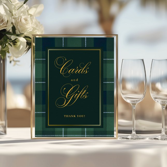 Poster Dark Green Tartan Polo Plaid Cards and Gifts Sign (Criador carregado)