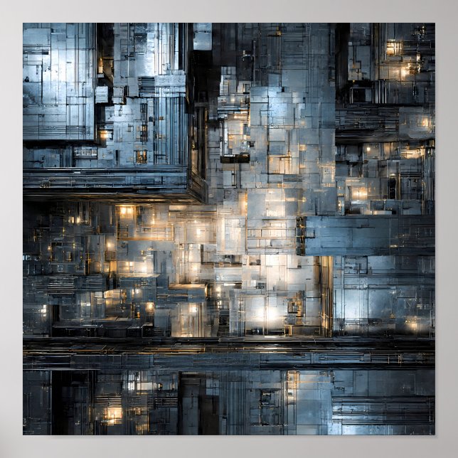 Poster Dark Industrial Texture: Dystopian Circuit (Frente)