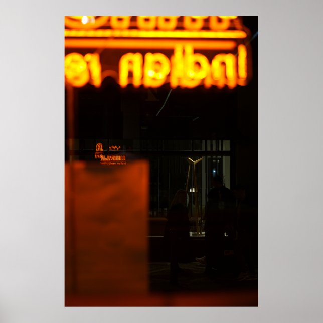 Poster Dark Orange Neon - Prague Urban Night Photo (Frente)
