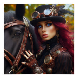 Pôster Dark Rider Steampunk Lady Vitoriana