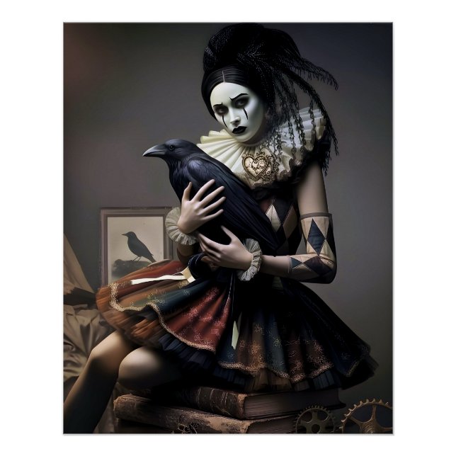 Pôster Dark Romantic Crow Motif (Frente)