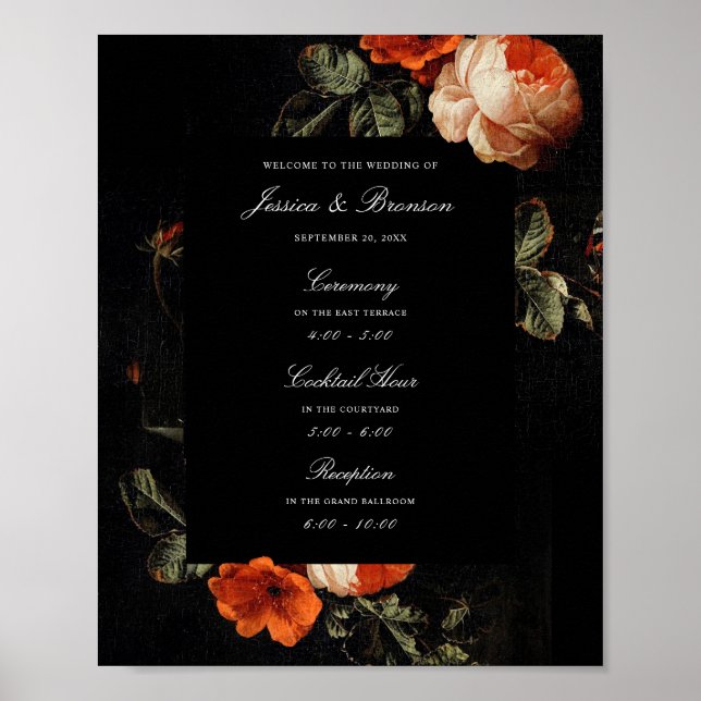 Poster Dark Romantic Floral Dutch Mestrados Boas-vindas (Frente)
