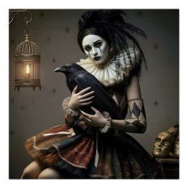 Pôster Dark Romantic Raven Motif